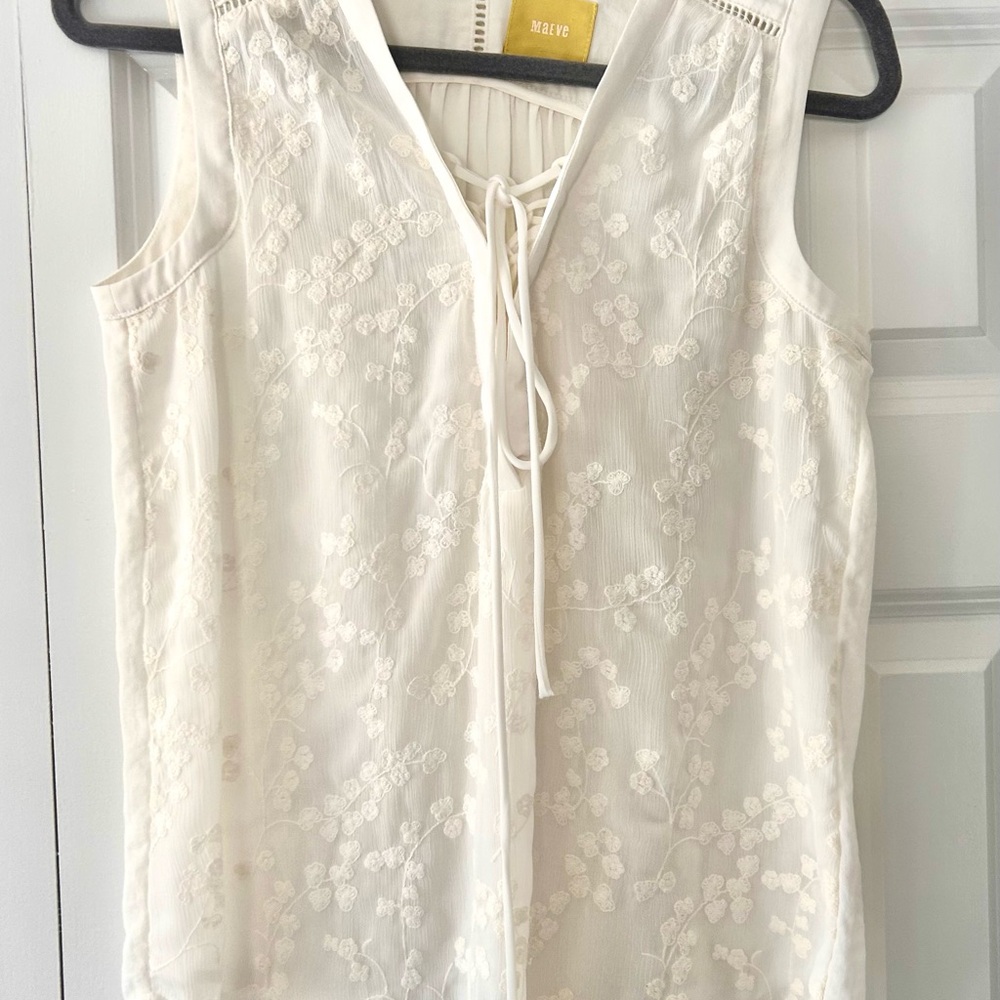 Maeve Cream Sleeveless Top